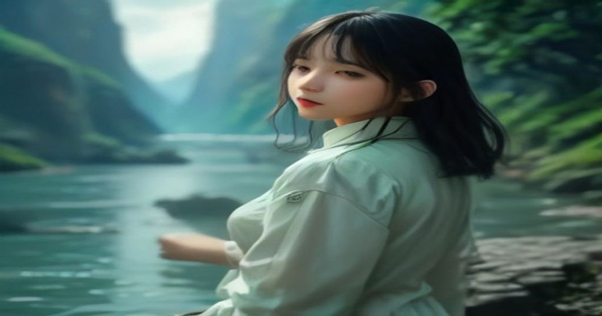 仙女家园中梦幻的星辉湖畔场景，湖面倒映着紫粉色霞光，角色正站在发光的小桥中央，周围漂浮着萤火虫般的光点